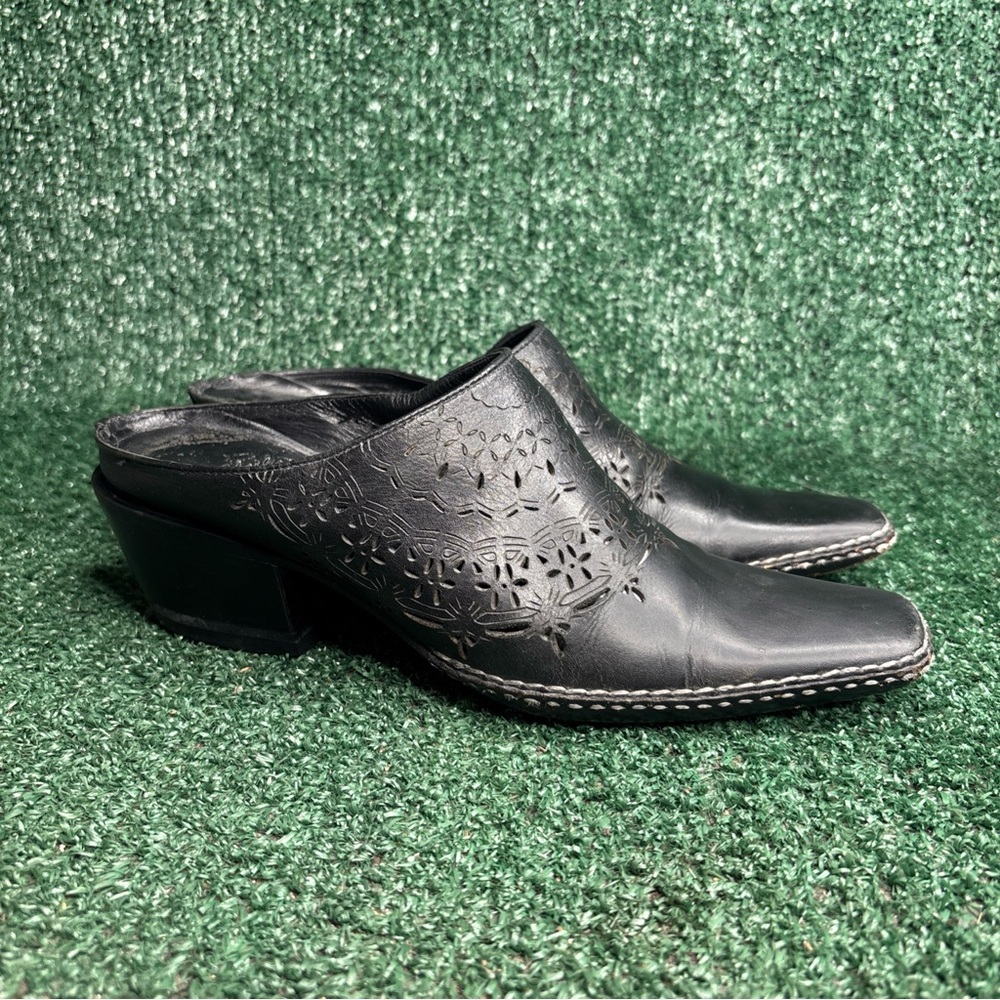 Charlie 1Horse Western Mules‎ Black Leather Brazil Women's 6.5 B